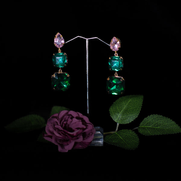 Turkish Earrings with Pink/Green Gems