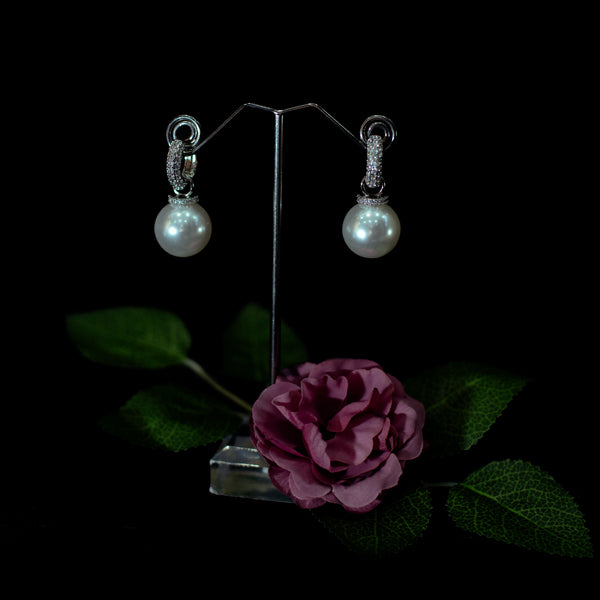 Pearl Earrings with Rhinestones