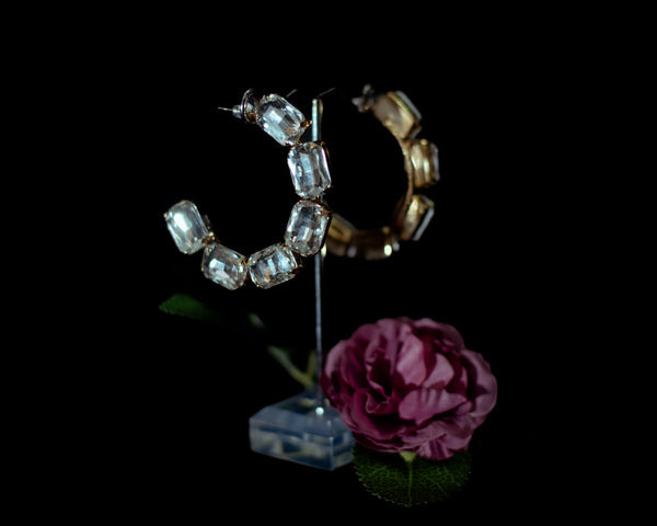 Turkish 2" Earrings with Clear Gems